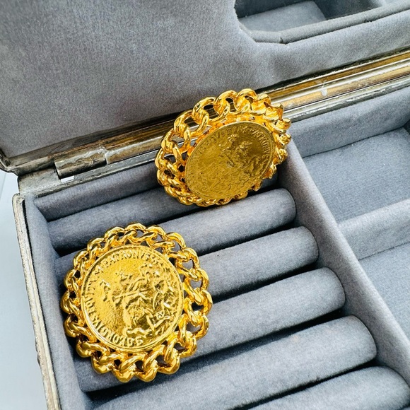 Vintage Ornate Medallion Statement Earrings - Picture 3 of 13